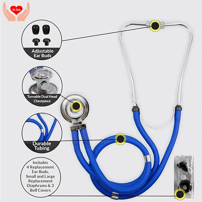 Rappaport Stethoscope - Dual Head, Latex-Free, Dual Tube Design (Blue)